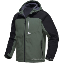 Hooded Softshell Jacket Fleece-Lined Windproof Waterproof Coat Winter Men Outerwear